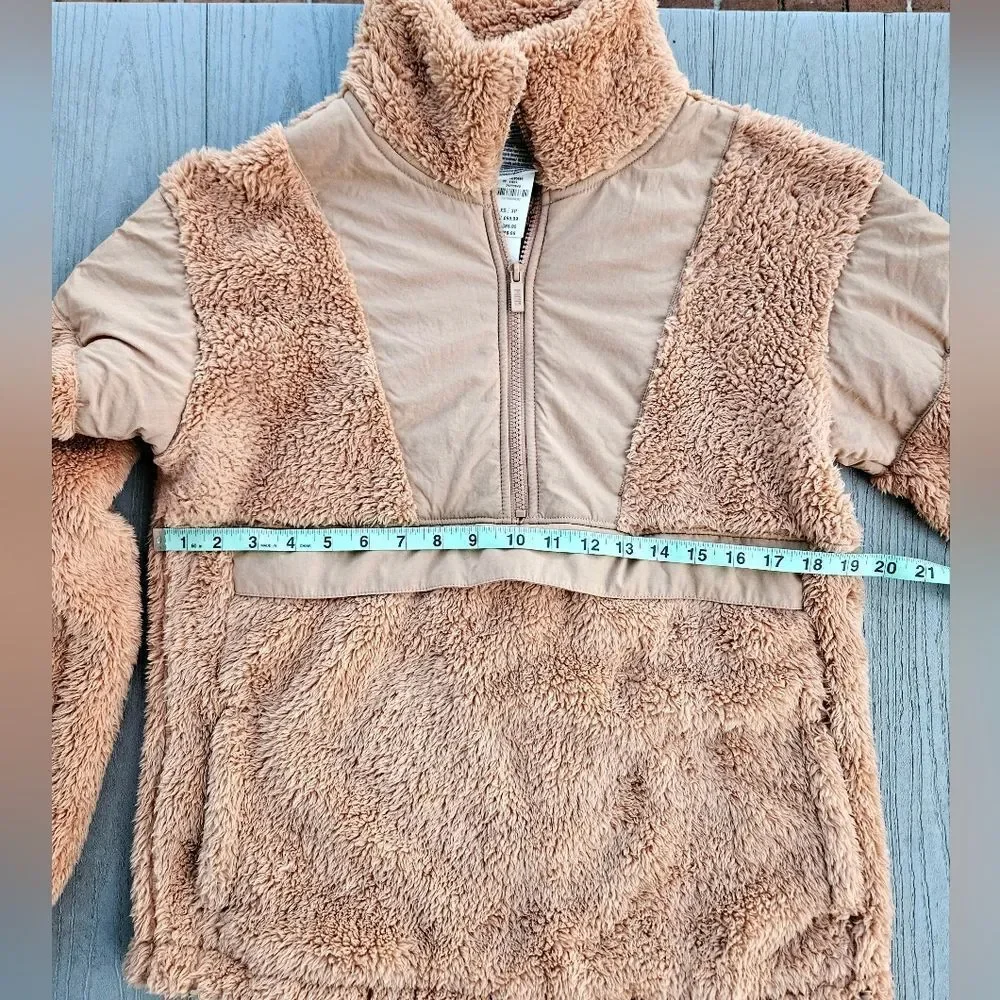 Victoria's Secret PINK COZY HALF ZIP TEDDY PULLOVER SHERPA TAN NEW MSRP $69.95